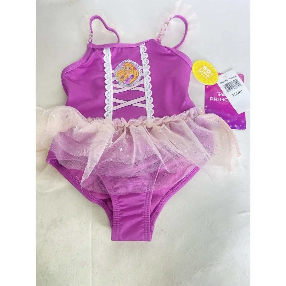 Disney Tangled Rapunzel Tutu One Piece Swimsuit Swimwear Girls Size 2T